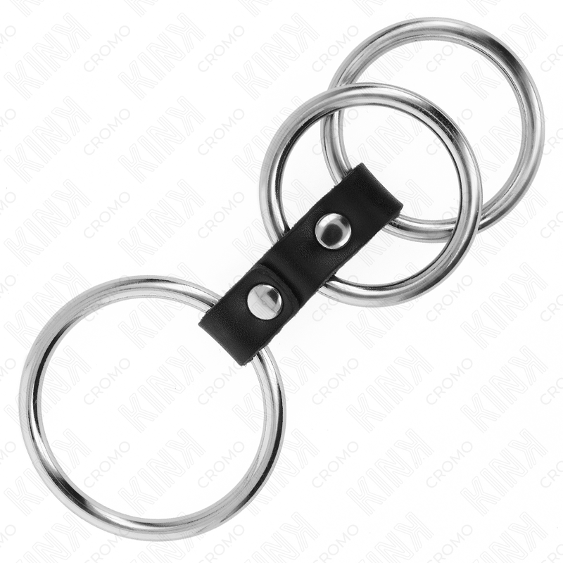 Kink - Anillo Pene Triple Metal 3.7 Cm A 5 Cm Conectados Con Cuero 4 Kink - Anillo Pene Triple Metal 3.7 Cm A 5 Cm Conectados Con Cuero - Imagen 4