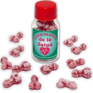 Diablo Picante - 12 Caramelos De La Salud Forma Pene Fresa/cereza