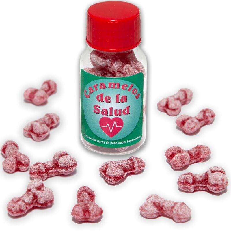 Diablo Picante - 12 Caramelos De La Salud Forma Pene Fresa/Cereza 1 Diablo Picante - 12 Caramelos De La Salud Forma Pene Fresa/Cereza