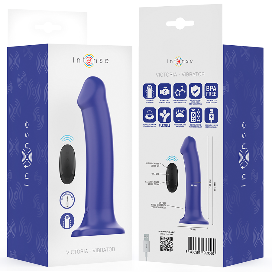 Intense - Victoria Vibrador Con Ventosa 10 Vibraciones Azul Oscuro Control Remoto 8 Intense - Victoria Vibrador Con Ventosa 10 Vibraciones Azul Oscuro Control Remoto - Imagen 8