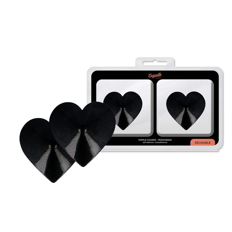 Coquette Chic Desire - Cubre Pezones Metal Corazones Negros 1 Coquette Chic Desire - Cubre Pezones Metal Corazones Negros