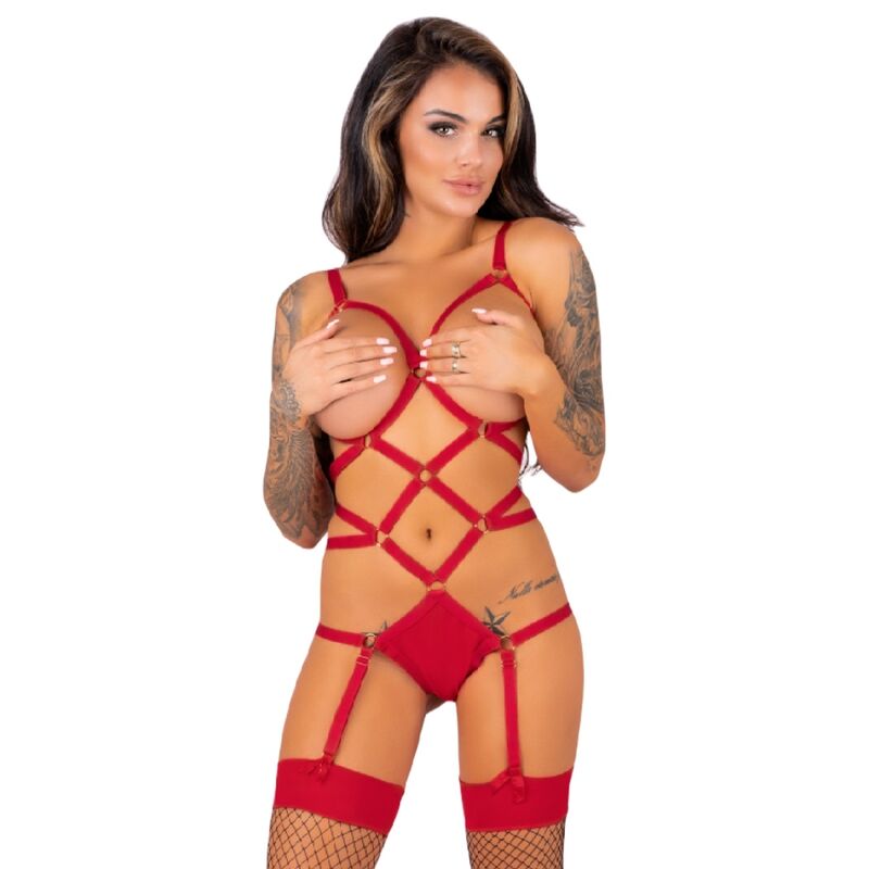 Livco Corsetti Fashion - Thiara Lc 20213 Set Body + Medias Roja 9 Livco Corsetti Fashion - Thiara Lc 20213 Set Body + Medias Roja - Imagen 9