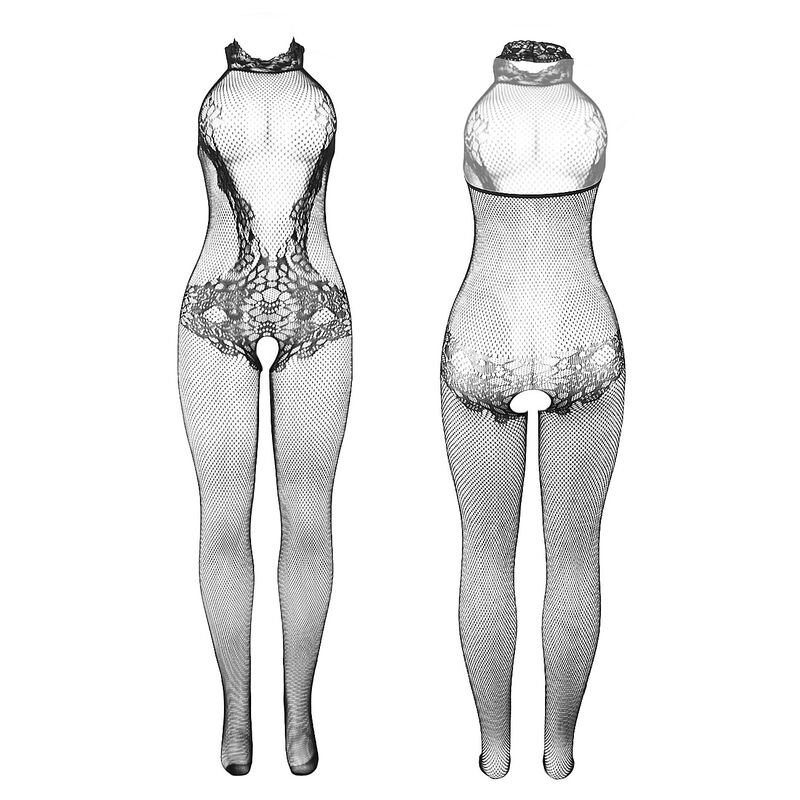 Subblime - 951801 Bodystocking Crotchless De Rejilla Y Encaje Con Cuello Alto Negro 4 Subblime - 951801 Bodystocking Crotchless De Rejilla Y Encaje Con Cuello Alto Negro - Imagen 4