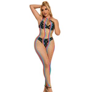Subblime - 952358 Bodystocking de Rejilla Cuello Halter Arcoiris Xs/m