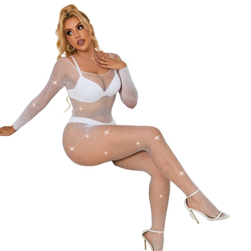 Subblime - 952396 Bodystocking De Rejilla Con Diamantes Manga Larga Blanco 3 Subblime - 952396 Bodystocking De Rejilla Con Diamantes Manga Larga Blanco - Imagen 3