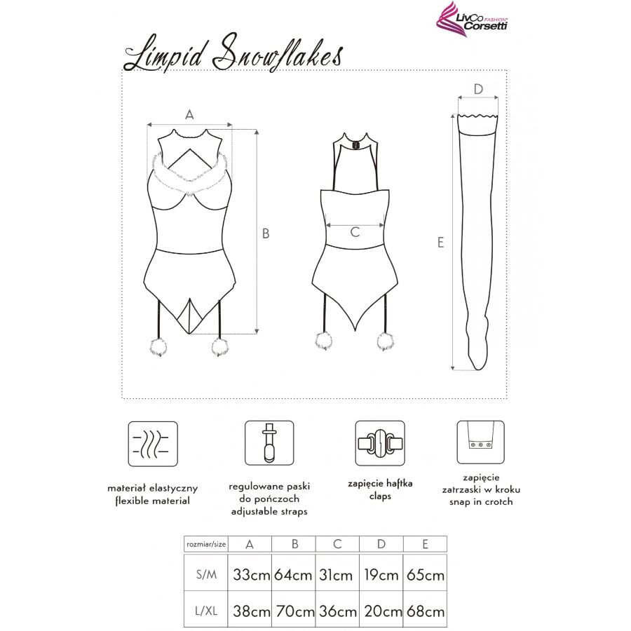Livco Corsetti Fashion - Limpid Snowflakes Lc 90604 Body + Medias + Diadema Navideña 5 Livco Corsetti Fashion - Limpid Snowflakes Lc 90604 Body + Medias + Diadema Navideña - Imagen 5