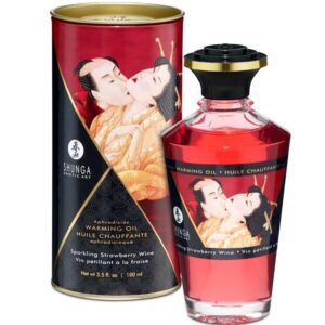 Shunga - Aceite Masaje Efecto Calor Fresas y Cava 100 Ml