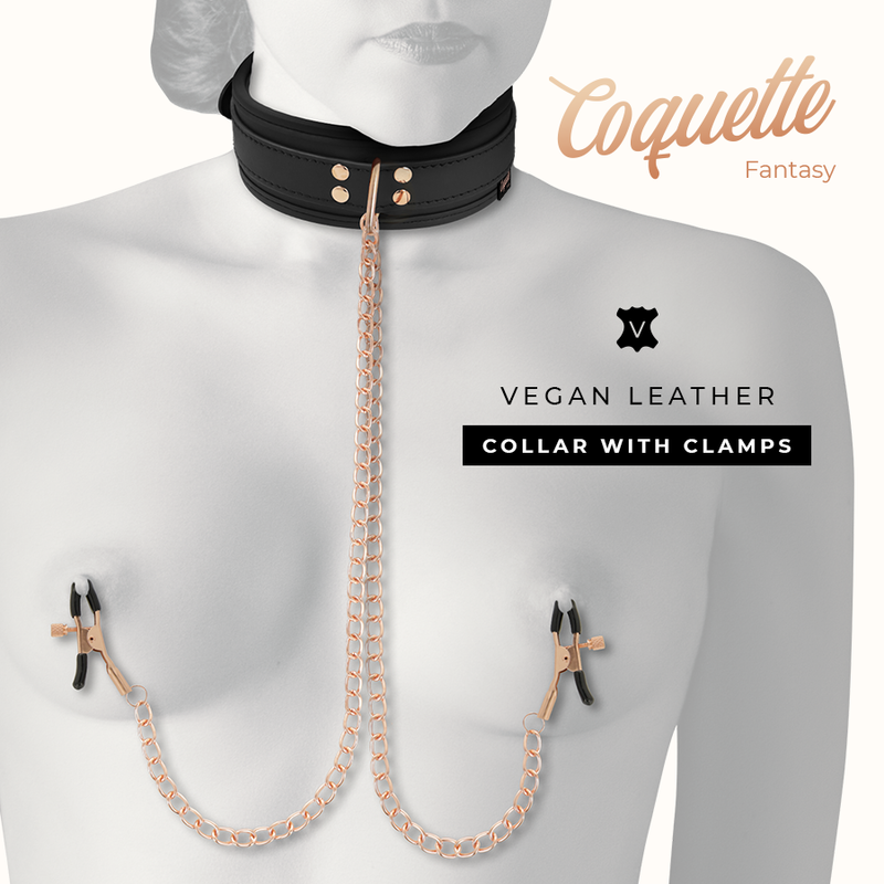 Coquette Chic Desire - Fantasy Collar Con Pinzas Pezones Con Forro De Neopreno 2 Coquette Chic Desire - Fantasy Collar Con Pinzas Pezones Con Forro De Neopreno - Imagen 2