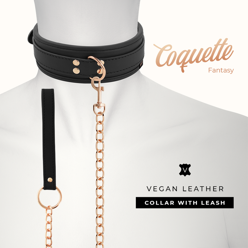 Coquette Chic Desire - Fantasy Collar Cuero Vegano Con Correa Y Forro De Neopreno 2 Coquette Chic Desire - Fantasy Collar Cuero Vegano Con Correa Y Forro De Neopreno - Imagen 2