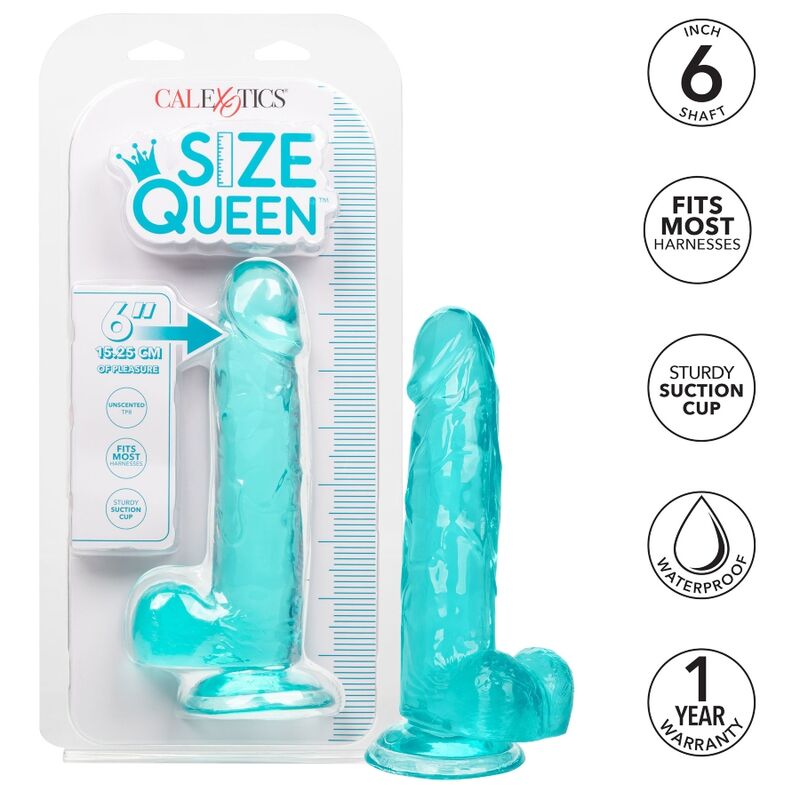 Calexotics - Size Queen Dildo Azul 15.3 Cm 3 Calexotics - Size Queen Dildo Azul 15.3 Cm - Imagen 3