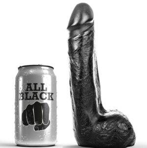 All Black - Dildo Realístico Negro Suave 20 Cm