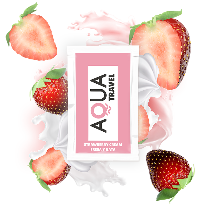 Aqua Travel - Lubricante Base Agua Sabor Fresa Y Nata 6 Ml 1 Aqua Travel - Lubricante Base Agua Sabor Fresa Y Nata 6 Ml