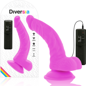 Diversia - Dildo Realístico Flexible con Vibración Lila 21.5 Cm -O- 4.5 Cm