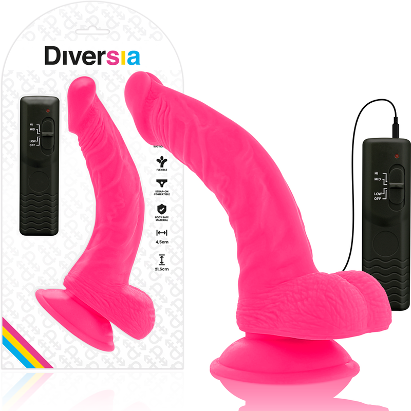 Diversia - Dildo Realístico Flexible Con Vibración Rosa 21.5 Cm -O- 4.5 Cm 1 Diversia - Dildo Realístico Flexible Con Vibración Rosa 21.5 Cm -O- 4.5 Cm