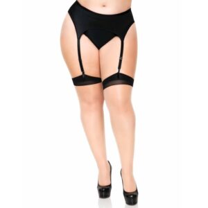 Leg Avenue - Medias Nude con Tacon Cubano y Costura Trasera Plus