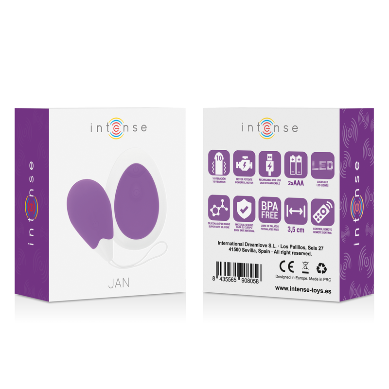 Intense - Jan Huevo Vibrador Control Remoto Lila 8 Intense - Jan Huevo Vibrador Control Remoto Lila - Imagen 8
