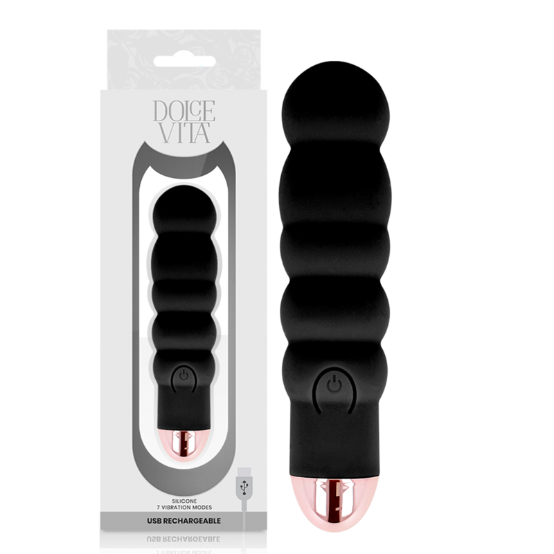 Dolce Vita - Vibrador Recargable Six Negro 7 Velocidades 1 Dolce Vita - Vibrador Recargable Six Negro 7 Velocidades