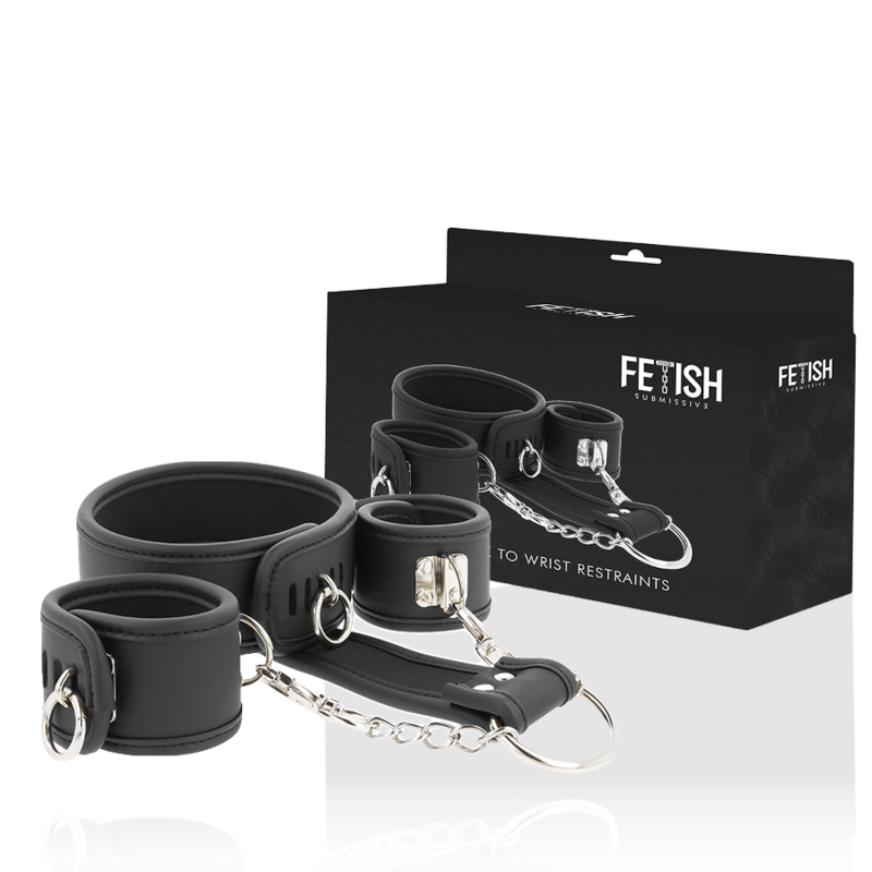 Fetish Submissive - Collar Y Esposas Cuero Vegano Con Forro De Neopreno 2 Fetish Submissive - Collar Y Esposas Cuero Vegano Con Forro De Neopreno - Imagen 2