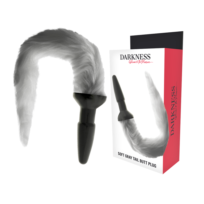 Darkness - Plug Anal Silicona Con Cola Gris 1 Darkness - Plug Anal Silicona Con Cola Gris