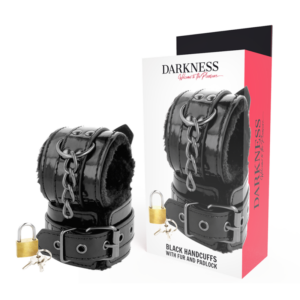 Darkness - Esposas Cuero Ajustables Manos Negro con Candado