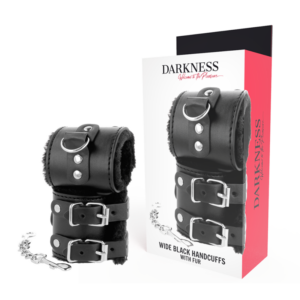 Darkness - Esposas Cuero con Forro Ajustables Negro