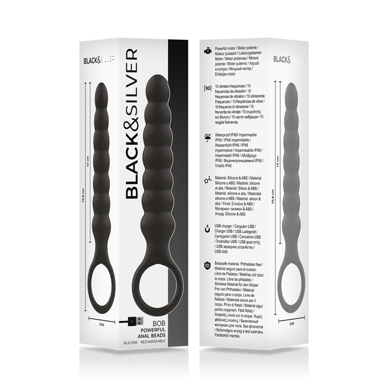 Black&Amp;Silver - Bob Potente Vibrador Dilatador Anal Silicona 5 Black&Amp;Silver - Bob Potente Vibrador Dilatador Anal Silicona - Imagen 5