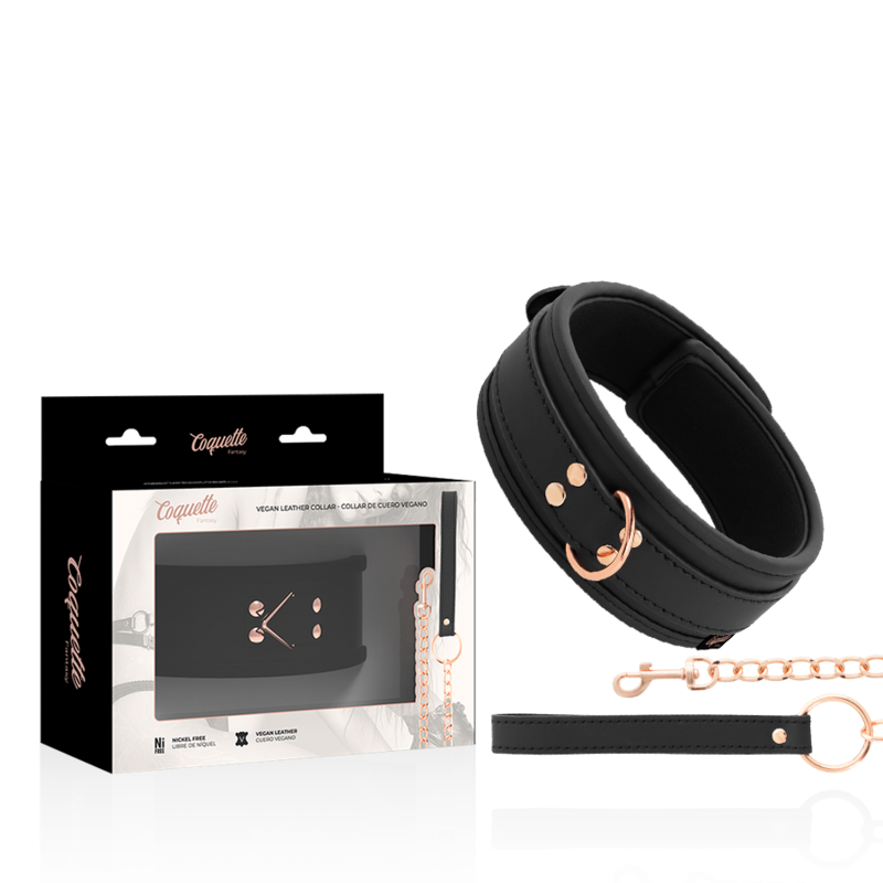 Coquette Chic Desire - Fantasy Collar Cuero Vegano Con Correa Y Forro De Neopreno 1 Coquette Chic Desire - Fantasy Collar Cuero Vegano Con Correa Y Forro De Neopreno