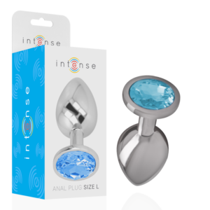 Intense - Plug Anal Metal Aluminio con Cristal Azul