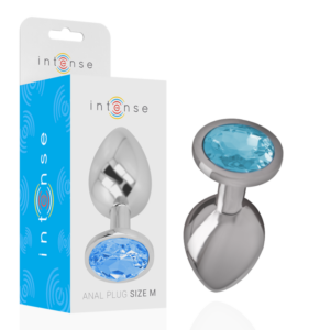 Intense - Plug Anal Metal Aluminio con Cristal Azul