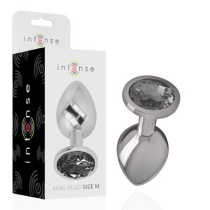 Intense - Plug Anal Metal Aluminio con Cristal Negro