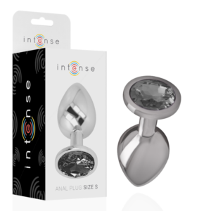 Intense - Plug Anal Metal Aluminio con Cristal Negro