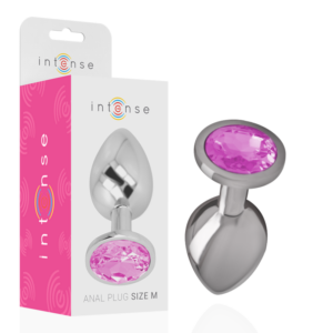 Intense - Plug Anal Metal Aluminio con Cristal Rosa