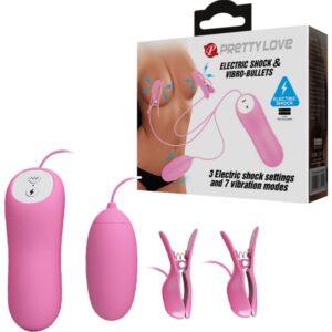 Pretty Love - Pinzas con Vibración y Eletroshock Rosa
