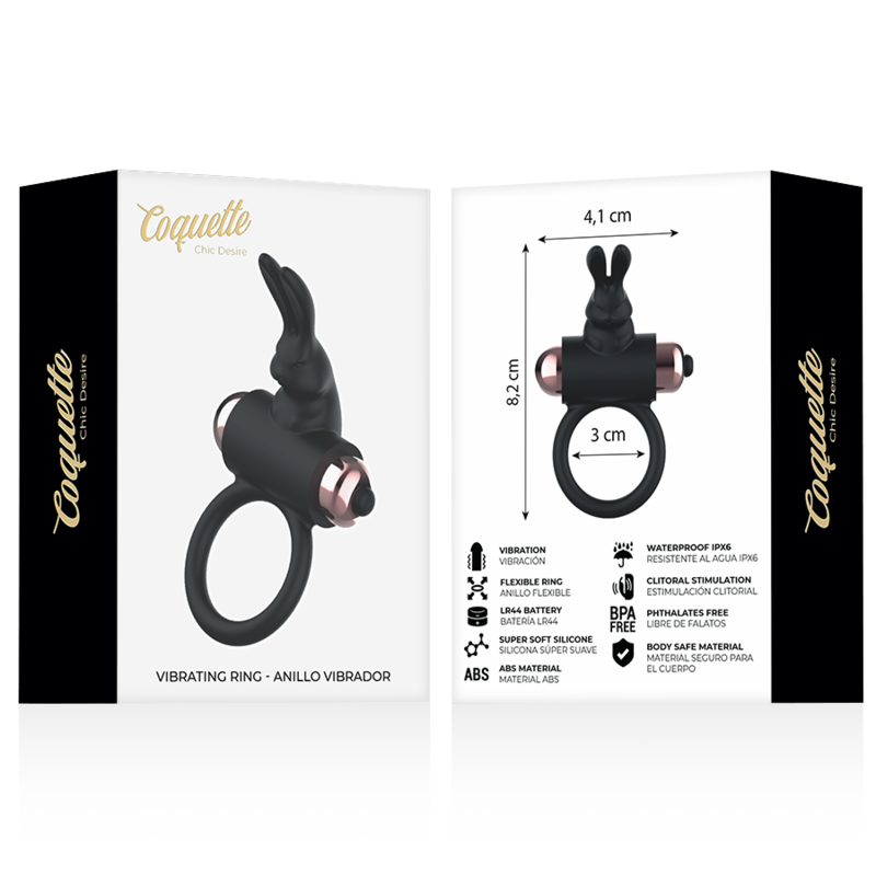 Coquette Chic Desire - Cock Ring Anillo Vibrador Negro / Gold 9 Coquette Chic Desire - Cock Ring Anillo Vibrador Negro / Gold - Imagen 9