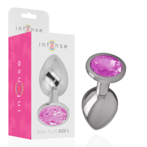 Intense - Plug Anal Metal Aluminio con Cristal Rosa