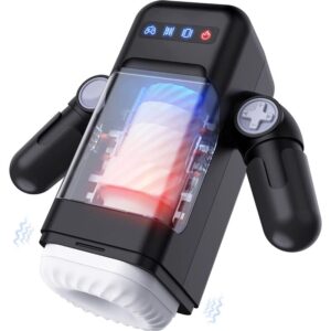 Game Cup - Masturbador Masculino con Vibración y Función Calor con Soporte para Móviles - Negro