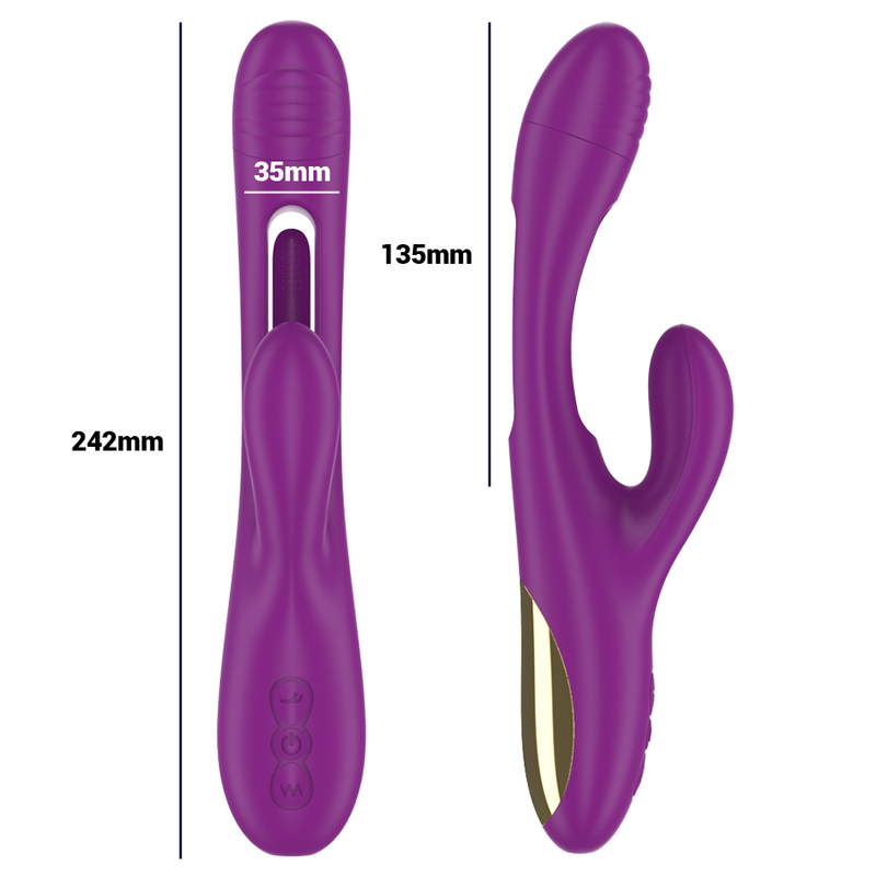 Intense - Apolo Vibrador Multifunción Recargable 7 Vibraciones Con Lengua Oscilante Morado 4 Intense - Apolo Vibrador Multifunción Recargable 7 Vibraciones Con Lengua Oscilante Morado - Imagen 4