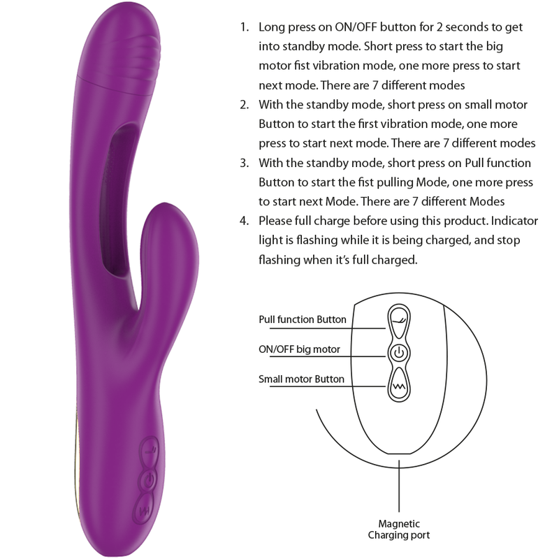 Intense - Apolo Vibrador Multifunción Recargable 7 Vibraciones Con Lengua Oscilante Morado 5 Intense - Apolo Vibrador Multifunción Recargable 7 Vibraciones Con Lengua Oscilante Morado - Imagen 5