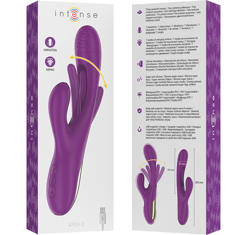 Intense - Apolo Vibrador Multifunción Recargable 7 Vibraciones Con Lengua Oscilante Morado 7 Intense - Apolo Vibrador Multifunción Recargable 7 Vibraciones Con Lengua Oscilante Morado - Imagen 7
