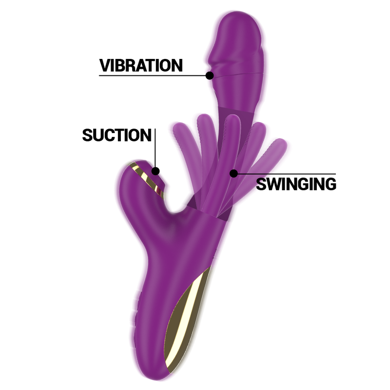 Intense - Ateneo Vibrador Multifunción Recargable 7 Vibraciónes Con Lengua Oscilante Y Succionador Morado 3 Intense - Ateneo Vibrador Multifunción Recargable 7 Vibraciónes Con Lengua Oscilante Y Succionador Morado - Imagen 3