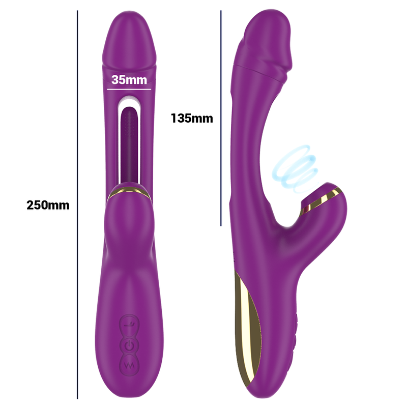 Intense - Ateneo Vibrador Multifunción Recargable 7 Vibraciónes Con Lengua Oscilante Y Succionador Morado 4 Intense - Ateneo Vibrador Multifunción Recargable 7 Vibraciónes Con Lengua Oscilante Y Succionador Morado - Imagen 4