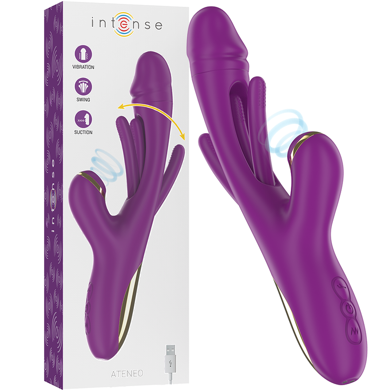 Intense - Ateneo Vibrador Multifunción Recargable 7 Vibraciónes Con Lengua Oscilante Y Succionador Morado 1 Intense - Ateneo Vibrador Multifunción Recargable 7 Vibraciónes Con Lengua Oscilante Y Succionador Morado
