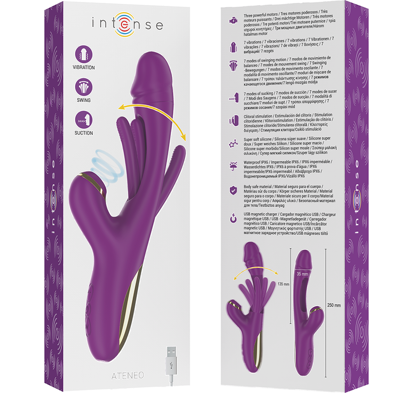 Intense - Ateneo Vibrador Multifunción Recargable 7 Vibraciónes Con Lengua Oscilante Y Succionador Morado 7 Intense - Ateneo Vibrador Multifunción Recargable 7 Vibraciónes Con Lengua Oscilante Y Succionador Morado - Imagen 7