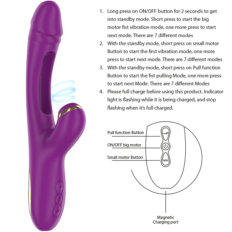 Intense - Ateneo Vibrador Multifunción Recargable 7 Vibraciónes Con Lengua Oscilante Y Succionador Morado 5 Intense - Ateneo Vibrador Multifunción Recargable 7 Vibraciónes Con Lengua Oscilante Y Succionador Morado - Imagen 5