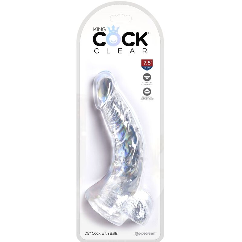 King Cock - Clear Pene Realístico Curvado Con Testículos 16.5 Cm Transparente 4 King Cock - Clear Pene Realístico Curvado Con Testículos 16.5 Cm Transparente - Imagen 4
