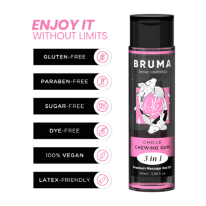 Bruma - Aceite de Masaje Premium Efecto Calor Sabor Chicle 3 en 1 - 100 Ml