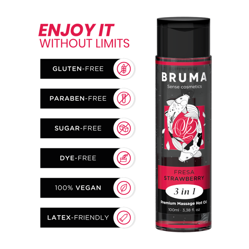 Bruma - Aceite De Masaje Premium Efecto Calor Sabor Fresa 3 En 1 - 100 Ml 3 Bruma - Aceite De Masaje Premium Efecto Calor Sabor Fresa 3 En 1 - 100 Ml - Imagen 3