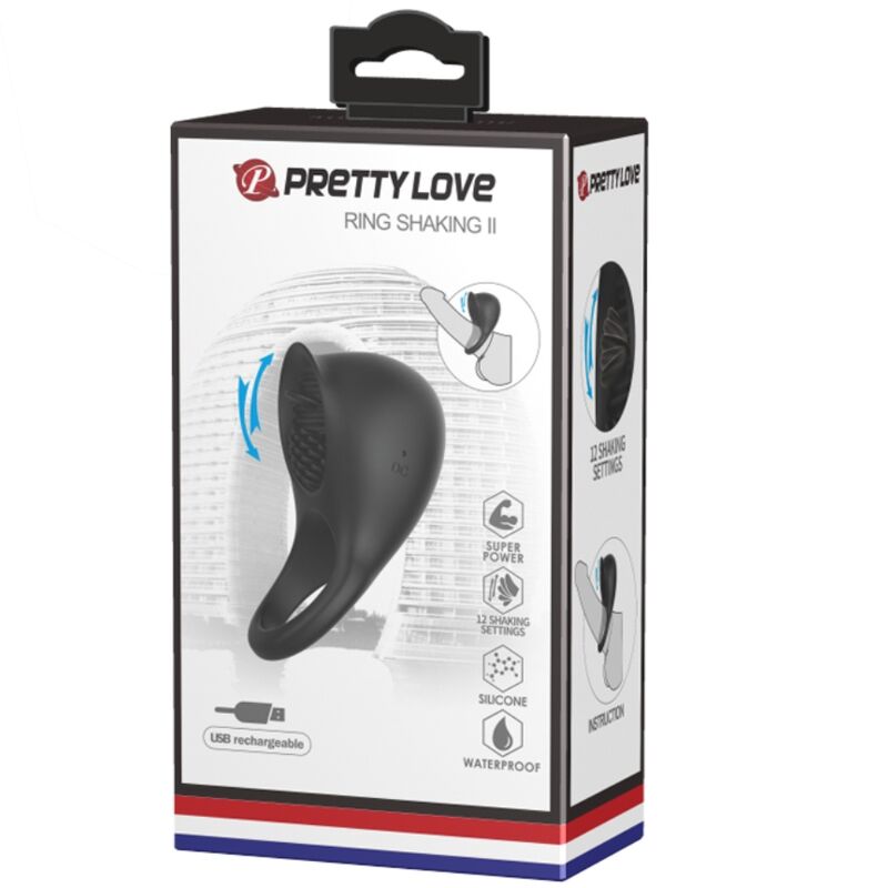 Pretty Love - Anillo Vibrador Para Pene Con Lengua Negro 9 Pretty Love - Anillo Vibrador Para Pene Con Lengua Negro - Imagen 9