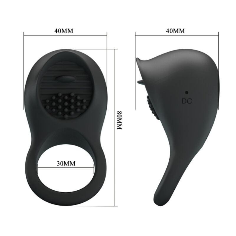 Pretty Love - Anillo Vibrador Para Pene Con Lengua Negro 6 Pretty Love - Anillo Vibrador Para Pene Con Lengua Negro - Imagen 6