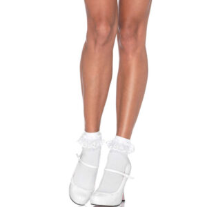 Leg Avenue - Calcetines con Volante Encaje Blanco